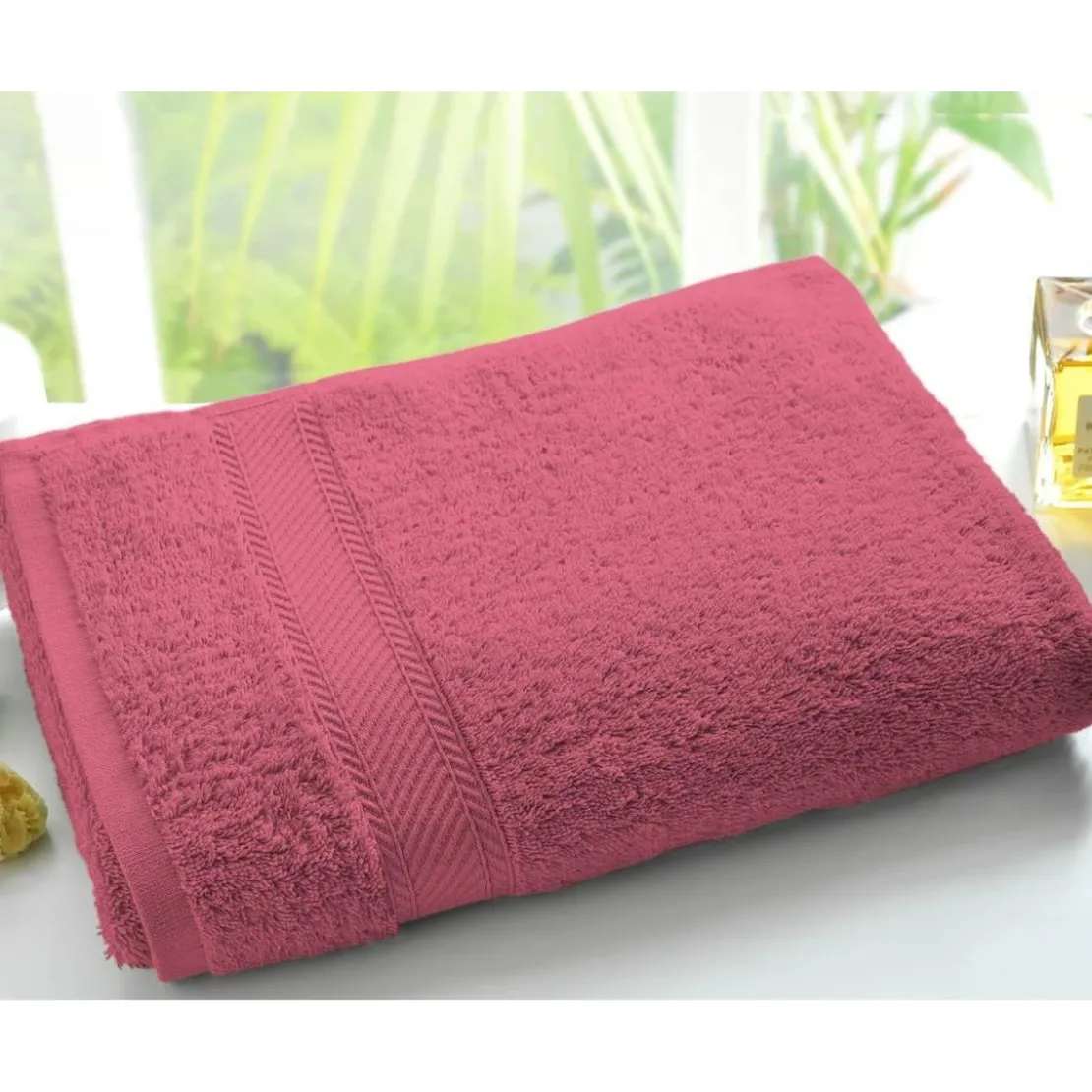 BecquetLot de 2 serviettes unies lauréat 450gm2 - Rose