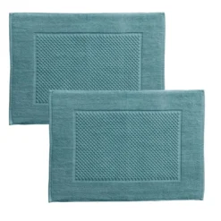 BecquetLot de 2 tapis de bain coton 800 g/m² GALAXI - bleu paon