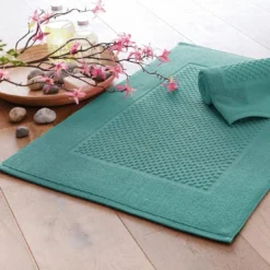 BecquetLot de 2 tapis de bain coton 800 g/m² GALAXI - bleu paon