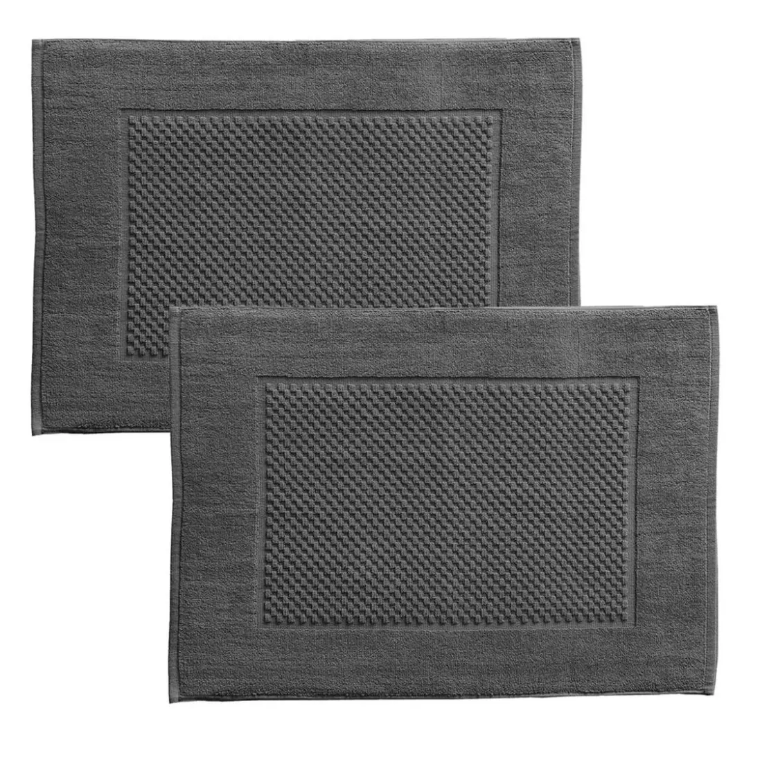 BecquetLot de 2 tapis de bain coton 800 g/m² GALAXI - gris foncé