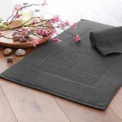 BecquetLot de 2 tapis de bain coton 800 g/m² GALAXI - gris foncé