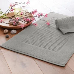 BecquetLot de 2 tapis de bain coton 800 g/m² GALAXI - gris galet