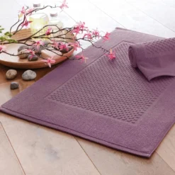 BecquetLot de 2 tapis de bain coton 800 g/m² GALAXI - violet prune