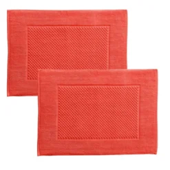 BecquetLot de 2 tapis de bain coton 800 g/m² GALAXI - orange corail