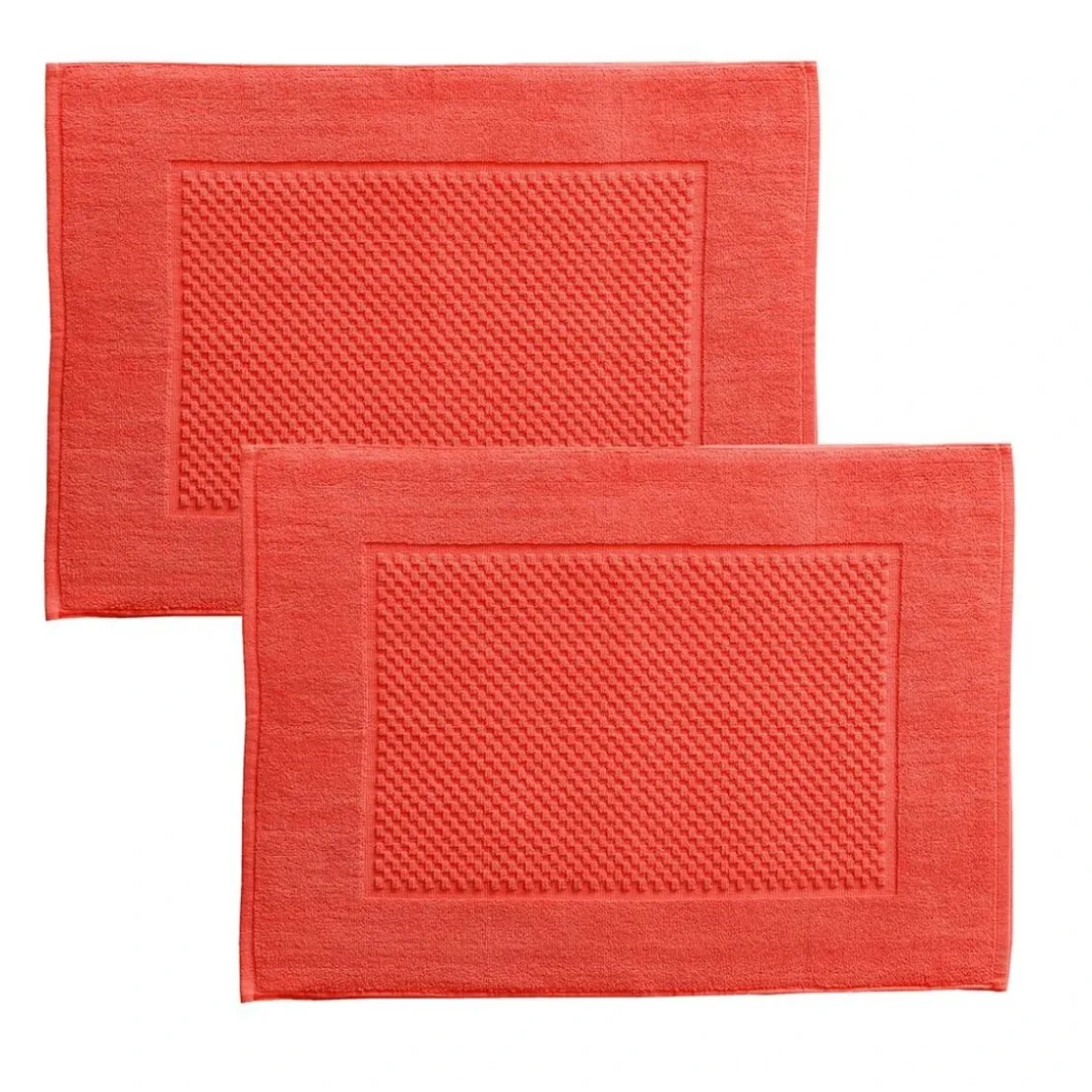 BecquetLot de 2 tapis de bain coton 800 g/m² GALAXI - orange corail