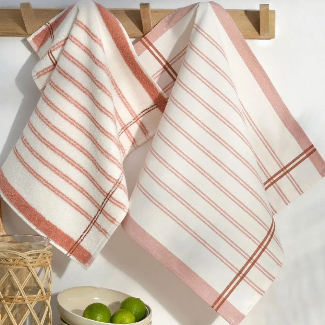 BecquetLot de 2: torchon + essuie-mains BLIS - rose terracotta