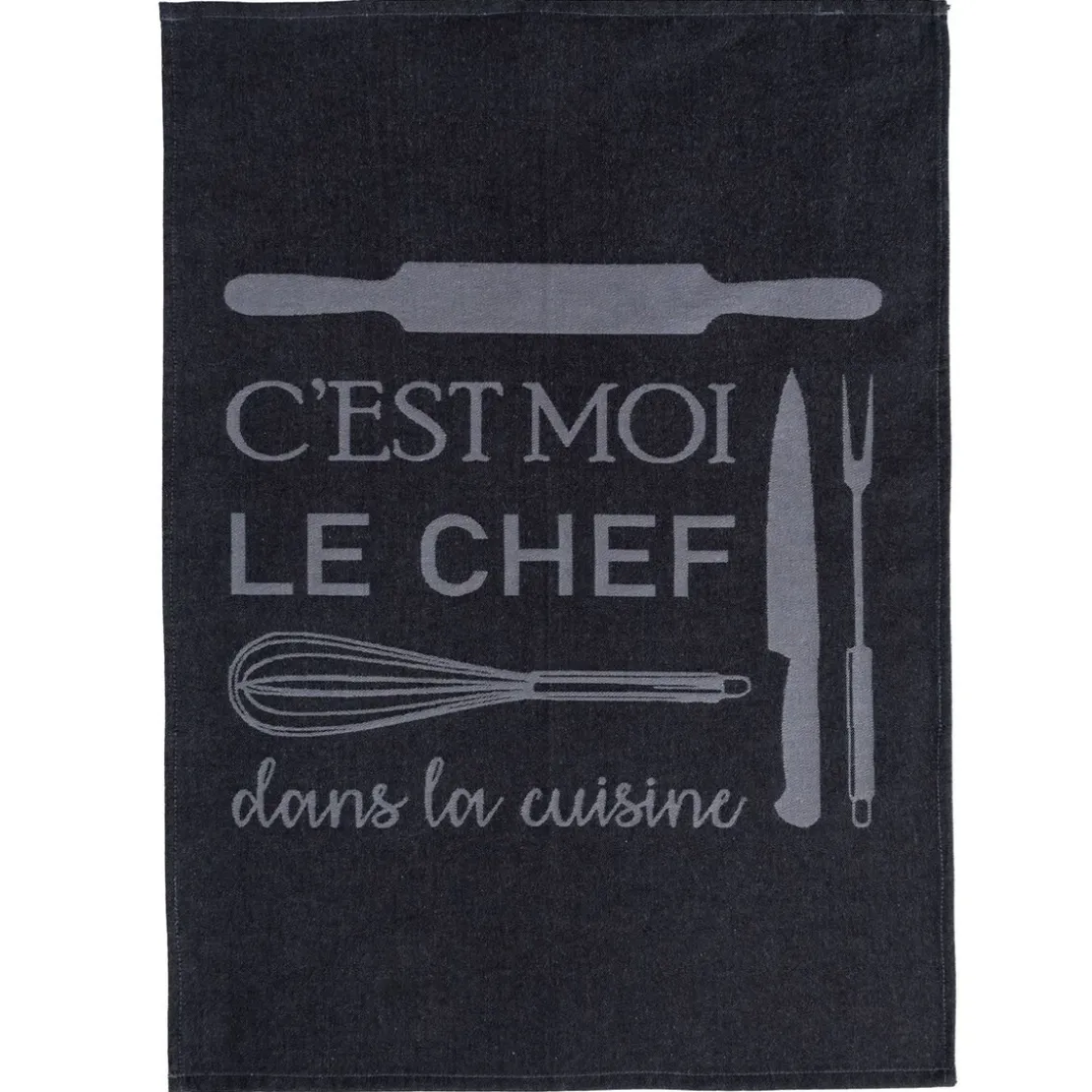 BecquetLot de 3 torchons en coton gris anthracite - KITCHENCHEF