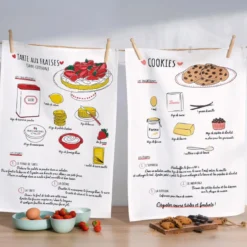 BecquetLot de 2 Torchons imprimés RECETTES blanc