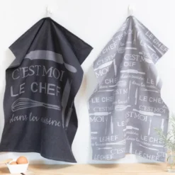 BecquetLot de 6 torchons KITCHENCHEF gris en coton