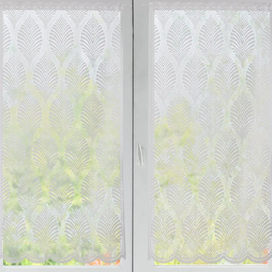 BecquetLot de 2 Voilages droits motif feuilles -PALMYRE
