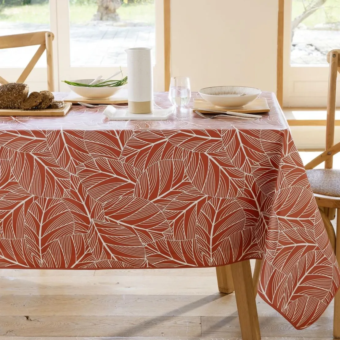 Becquet Nappe carrée toile cirée imprimé rouge ELOA