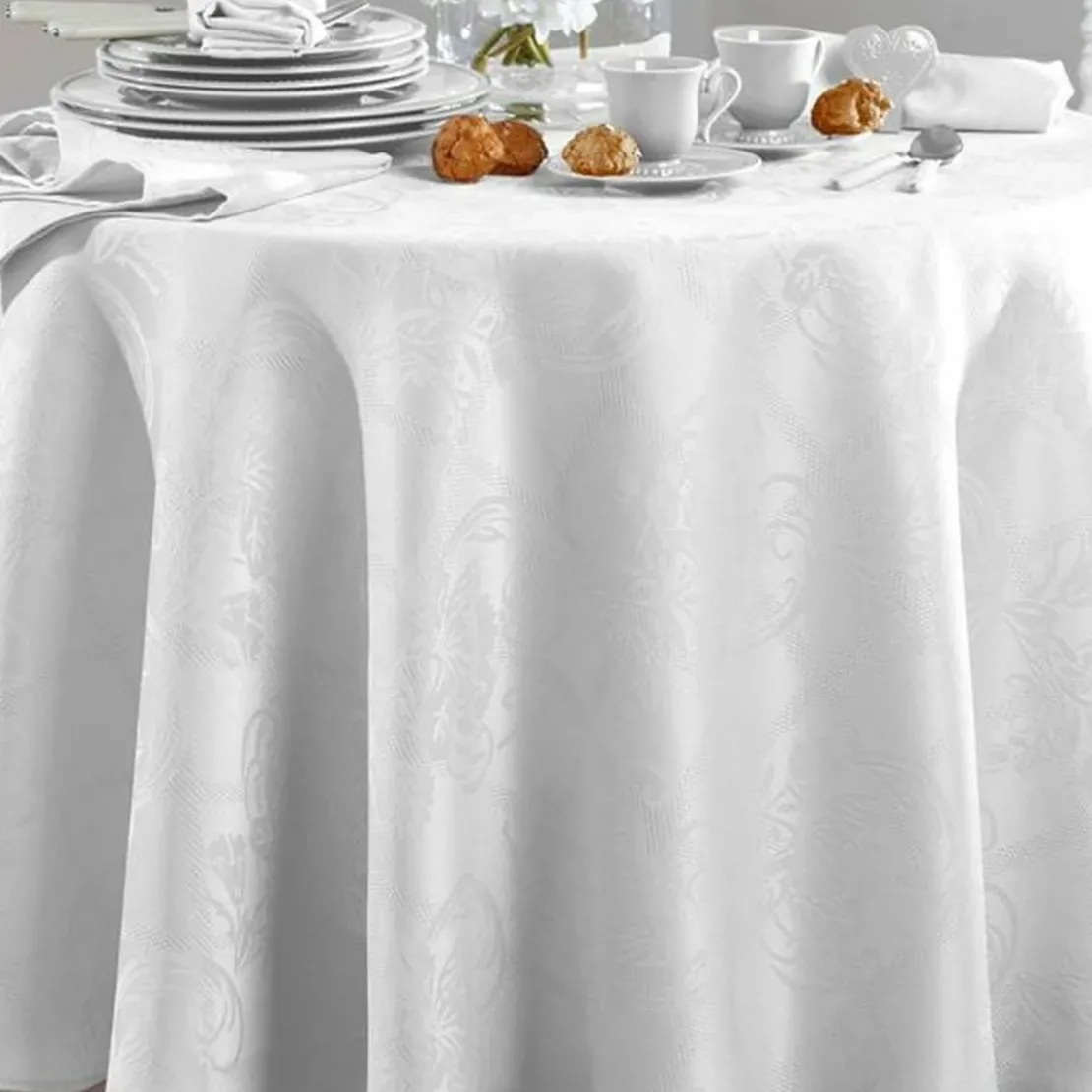 BecquetNappe damassée en polyester Blanc