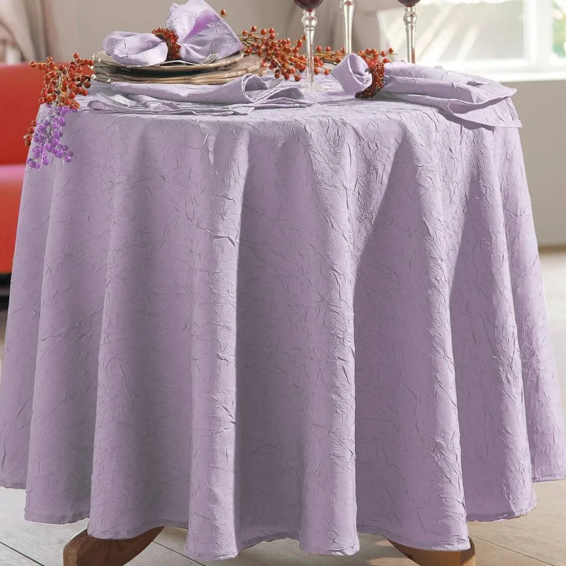 BecquetNappe de table en polyester violet lilas effet froissé - FONTANA