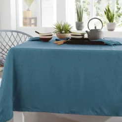 BecquetNappe de table en polyester bleu orage effet froissé - FONTANA