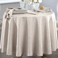 BecquetNappe de table en polyester beige chanvre effet froissé - FONTANA
