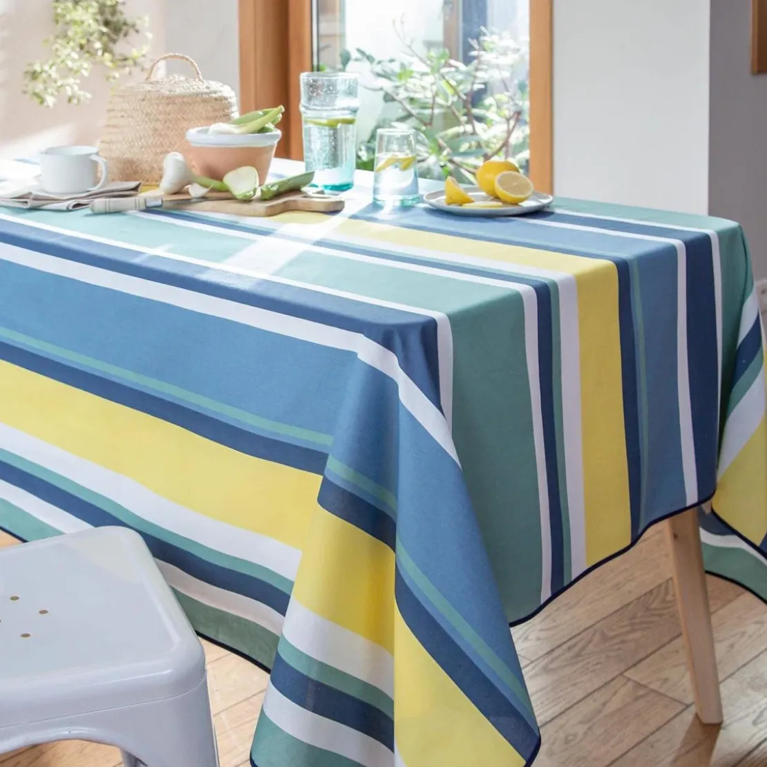 BecquetNappe de table polycoton STRIBER - bleu vert