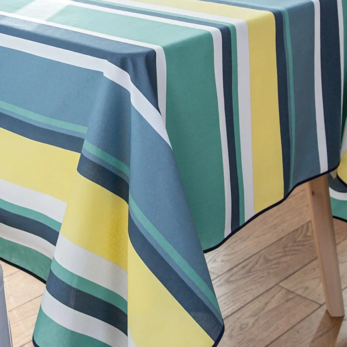 BecquetNappe de table polycoton STRIBER - bleu vert