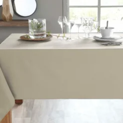 BecquetNappe en coton traité antitache LONA 180 ø beige