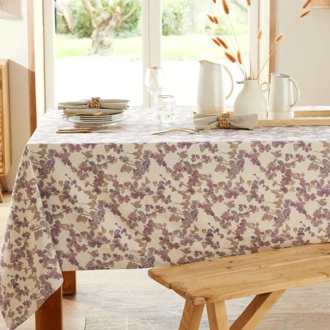 BecquetNappe motif fleurs GLYCINAP violet violine