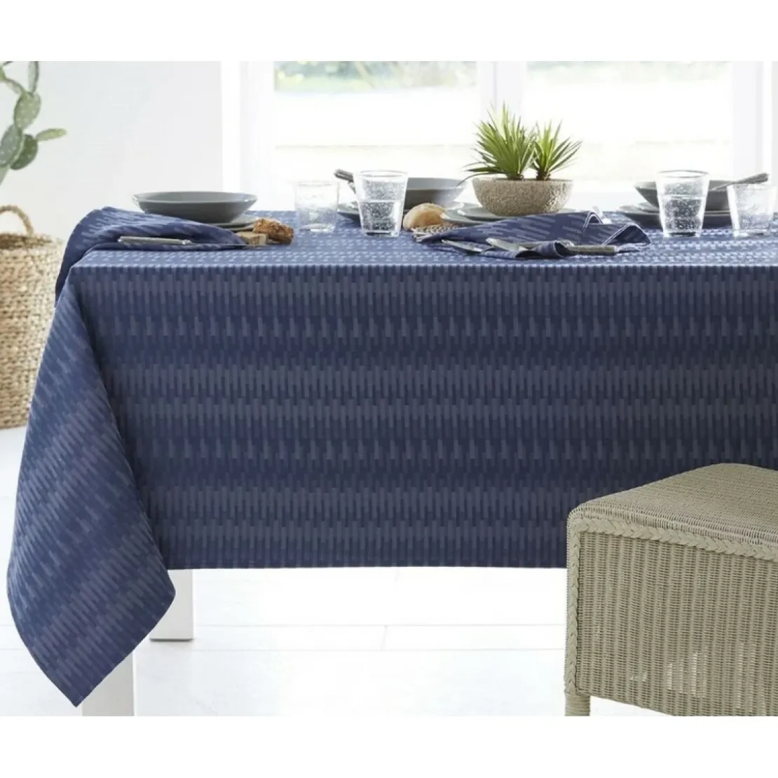 BecquetNappe polycoton graphique - Bleu