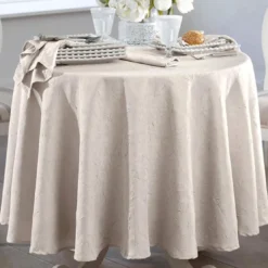 BecquetNappe Ronde 180 cm froissé FONTANA - beige chanvre