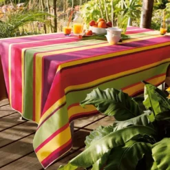 BecquetNappe ronde 150 cm polycoton STRIBER - rose