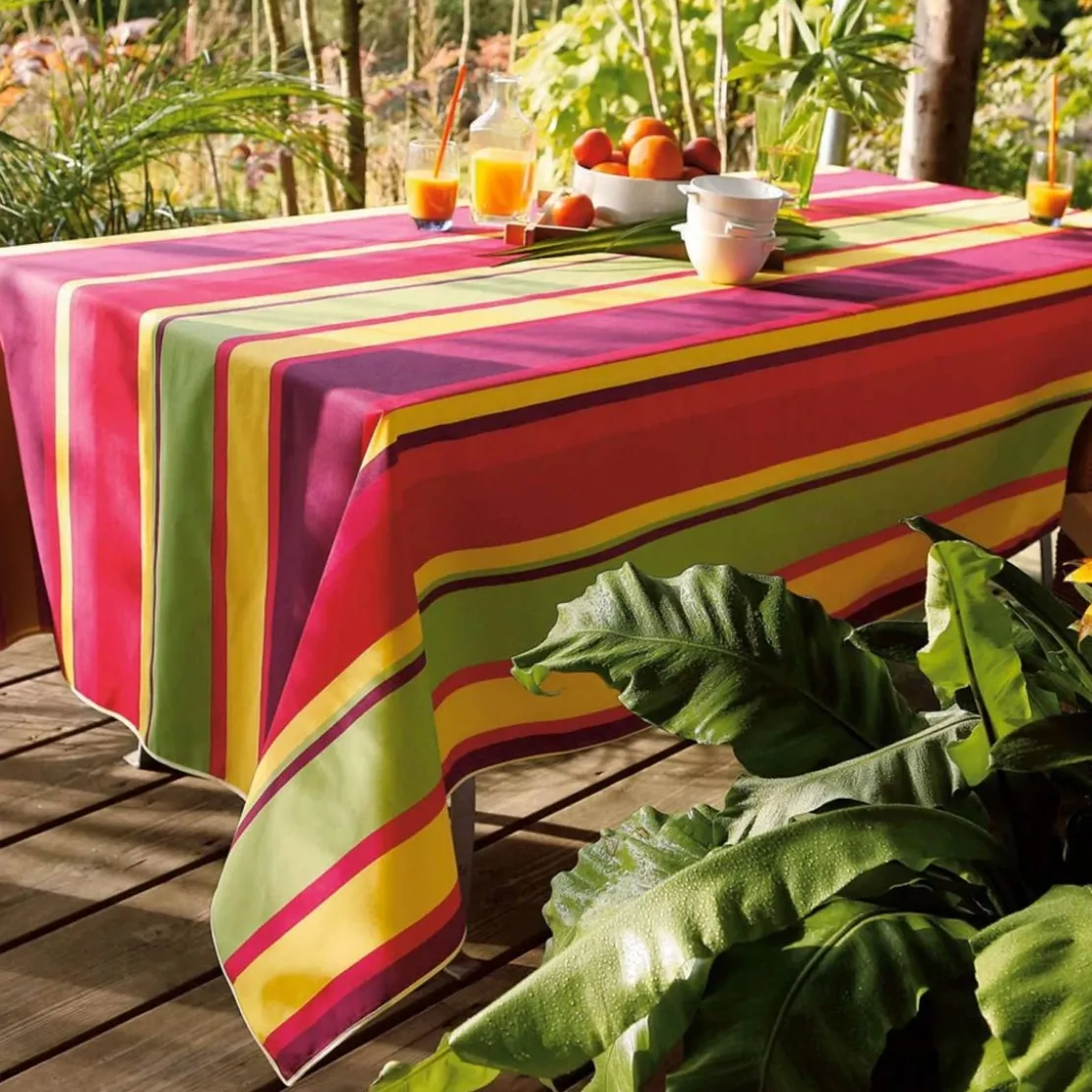 BecquetNappe ronde 150 cm polycoton STRIBER - rose