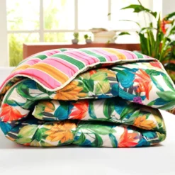 BecquetOreiller medium réversible multicolore à motif tropical - BRESIL