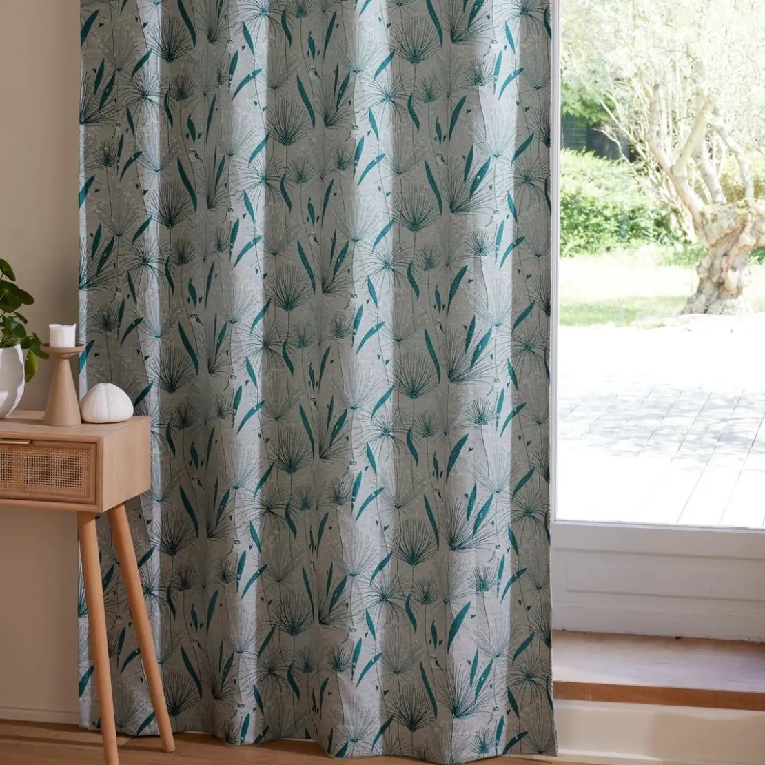 BecquetPaire de Rideaux tissésJacquard Bleu Paon MIYAJIMA