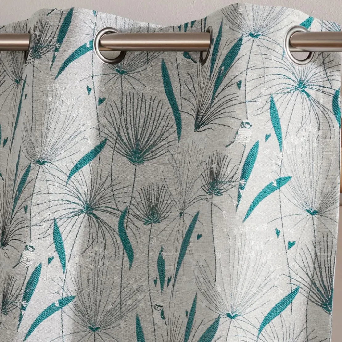 BecquetPaire de Rideaux tissésJacquard Bleu Paon MIYAJIMA