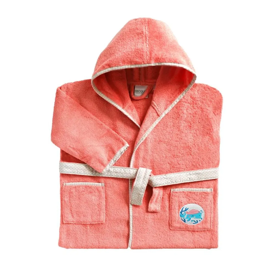 BecquetPeignoir de bain enfant en coton PETITES BETES rose corail
