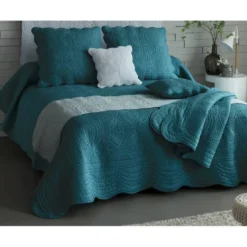 BecquetPlaid BAILLARGUES bleu canard en coton