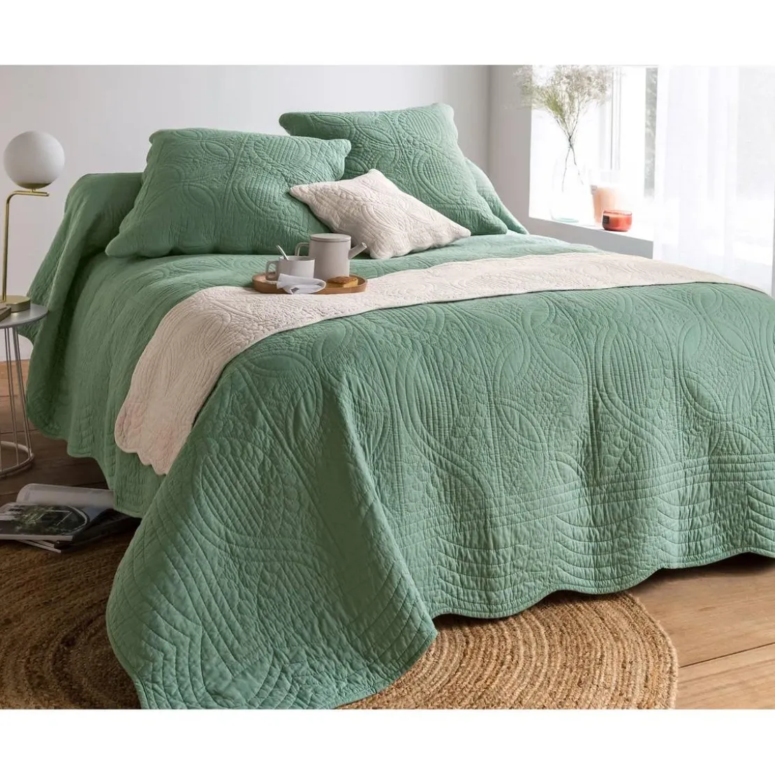BecquetPlaid BAILLARGUES vert en coton