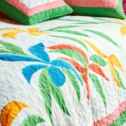 BecquetPlaid en coton blanc à motif tropical - IPA