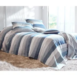 BecquetPlaid en coton bleu indigo à rayures - TRÉPORT RAYE