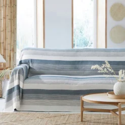 BecquetPlaid en coton bleu indigo à rayures - TRÉPORT RAYE