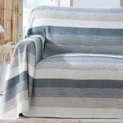 BecquetPlaid en coton bleu indigo à rayures - TRÉPORT RAYE