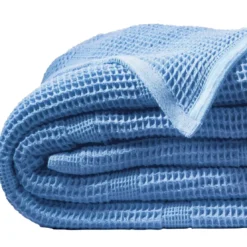 BecquetPlaid en coton NID D'ABEILLES - bleu d'azur