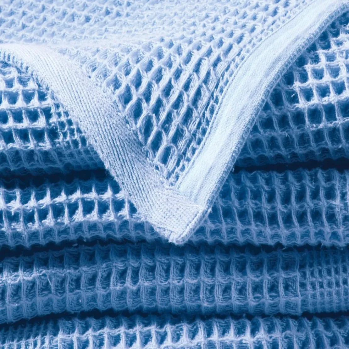 BecquetPlaid en coton NID D'ABEILLES - bleu d'azur