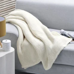 BecquetPlaid en coton NID D'ABEILLES - blanc ivoire