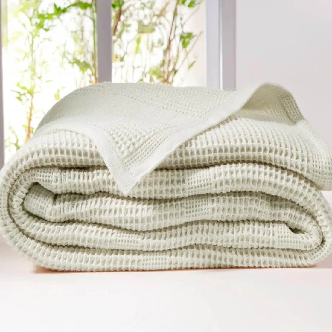 BecquetPlaid en coton NID D'ABEILLES - blanc ivoire