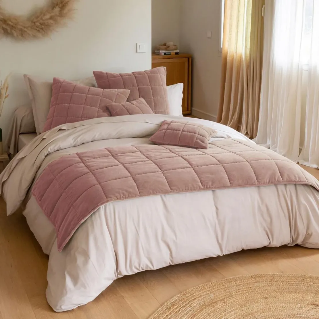 BecquetPlaid en coton rose poudré - VALOU