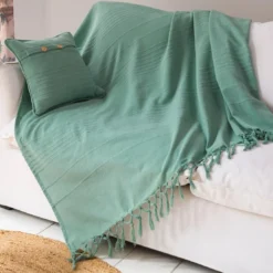 BecquetPlaid en coton vert céladon - ORION