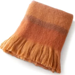 BecquetPlaid à franges en acrylique marron caramel - PL. LAURA
