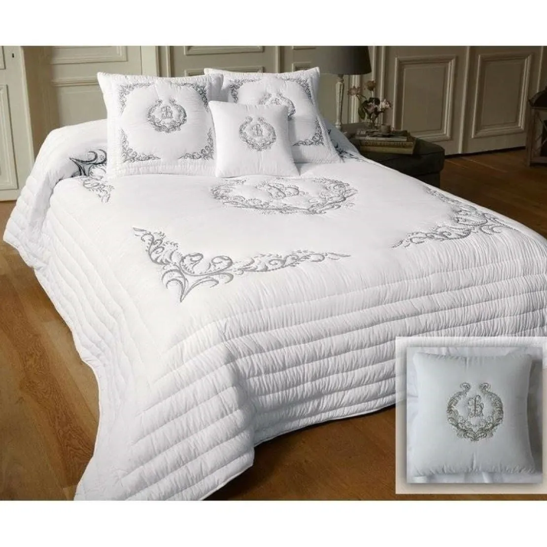 BecquetPlaid impression monogramme - blanc