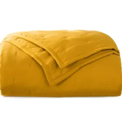 BecquetPlaid matelassé en polyester jaune or - CELESTE