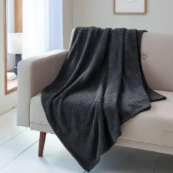 BecquetPlaid motif nid d'abeille gris anthracite PRALINE