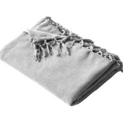 BecquetPlaid ou jeté de canapé uni en coton ORION - Gris