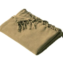 BecquetPlaid ou jeté de canapé uni en coton ORION- beige Ficelle