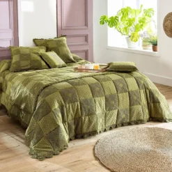 BecquetPlaid SANDRA en cotonvert kaki